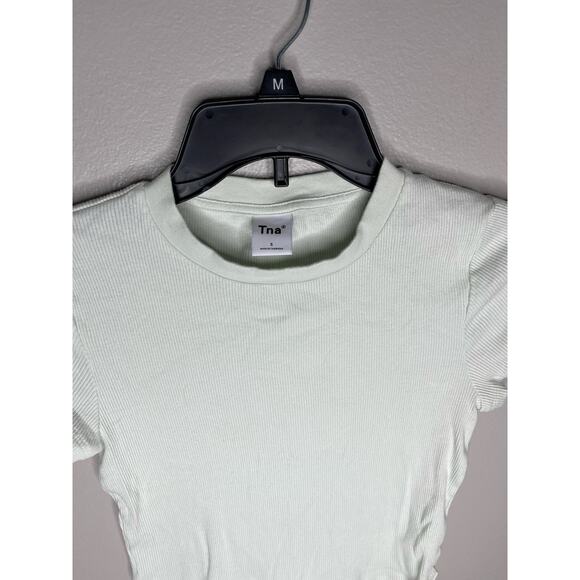 Tna Pastel Green Crew Neck Basic Ribbed Babydoll Top Size Small - Picture 3 of 4